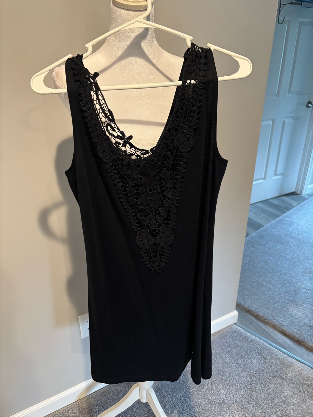 Black Crochet V-Neck Sleeveless Swim Coverup